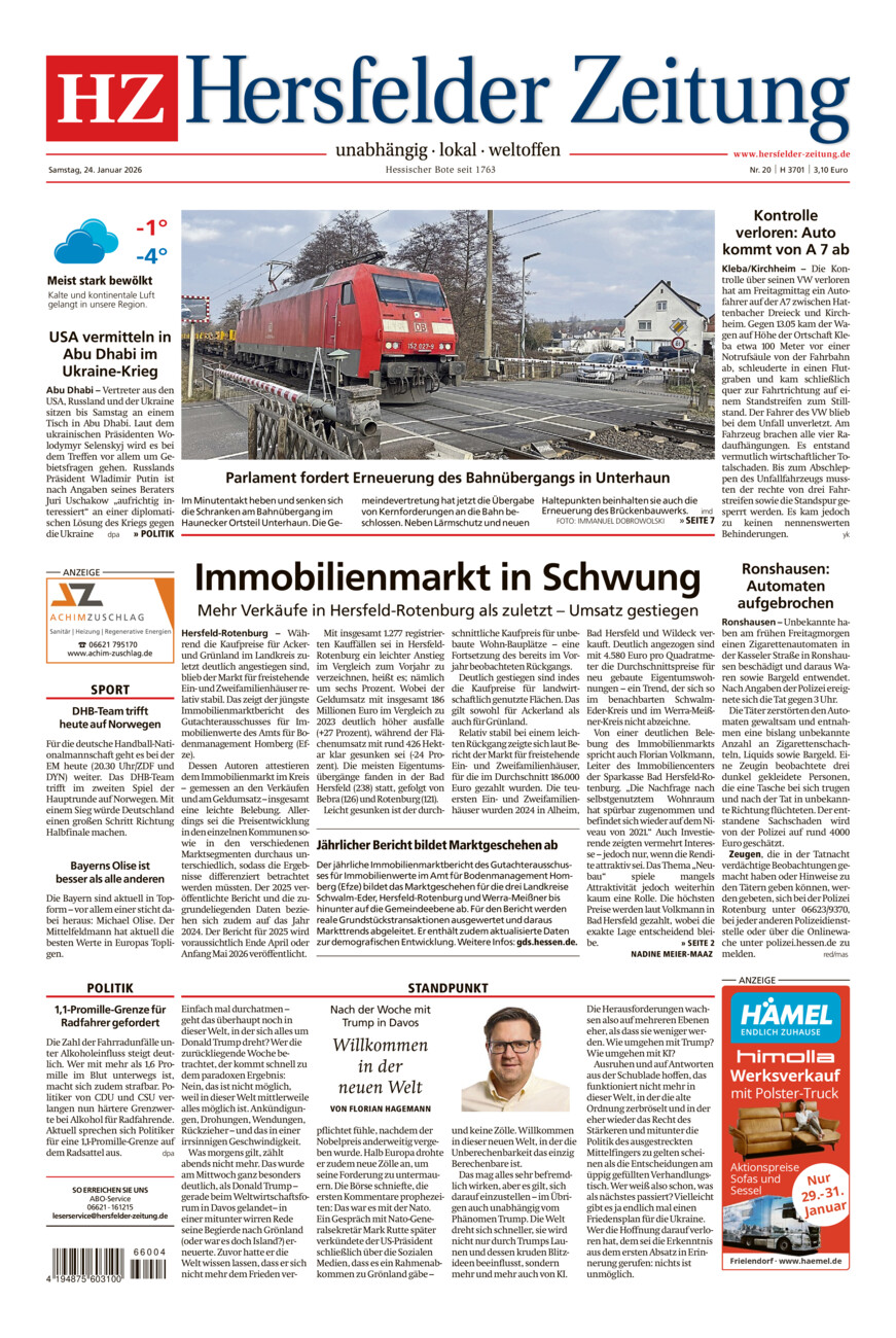 Hersfelder Zeitung vom Samstag, 24.01.2026