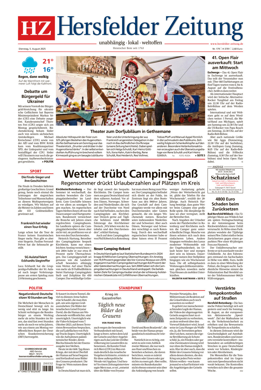 Hersfelder Zeitung vom Dienstag, 05.08.2025