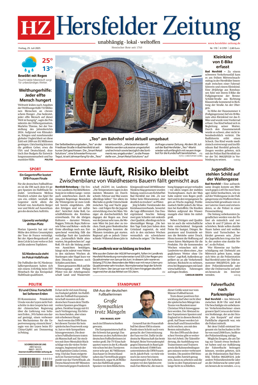 Hersfelder Zeitung vom Freitag, 25.07.2025