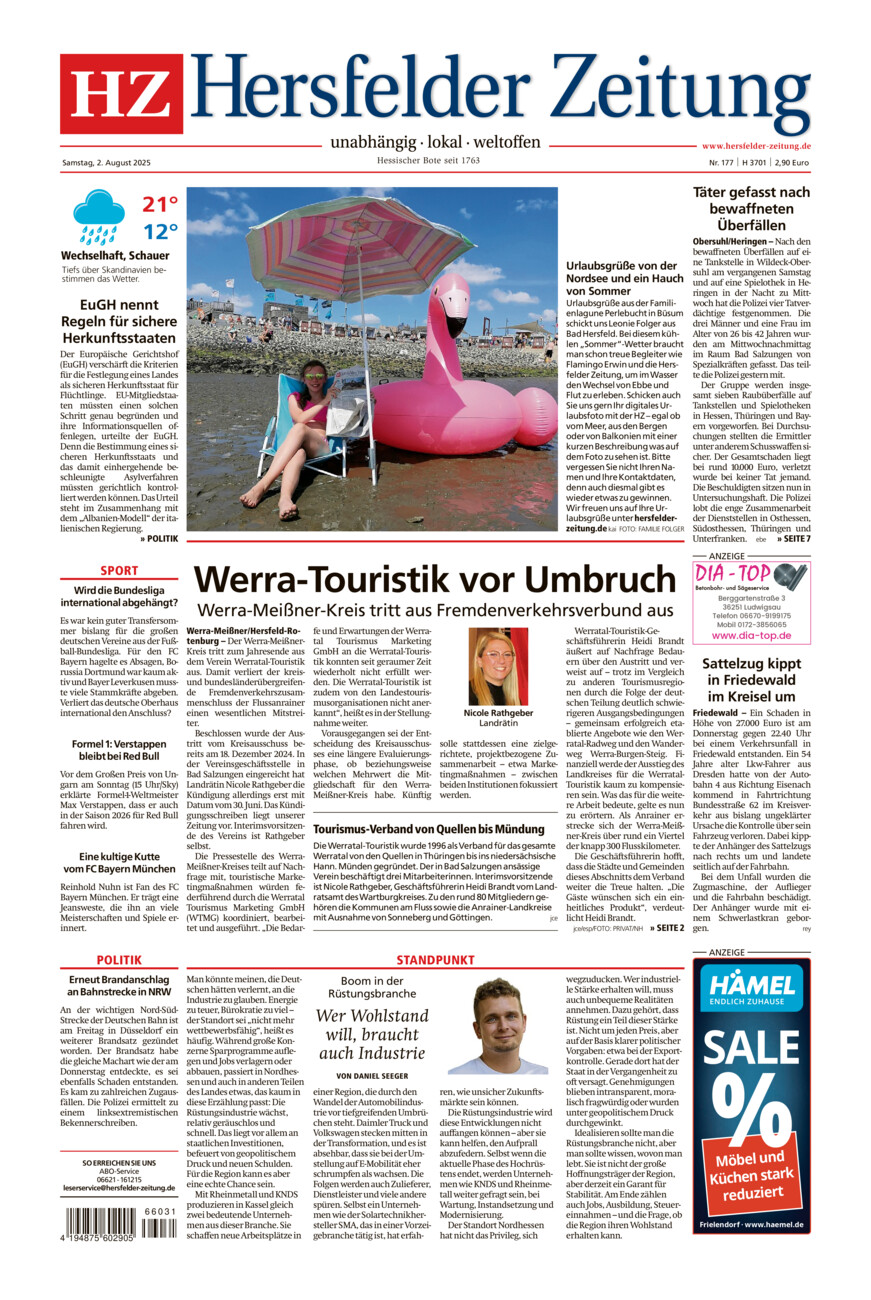 Hersfelder Zeitung vom Samstag, 02.08.2025