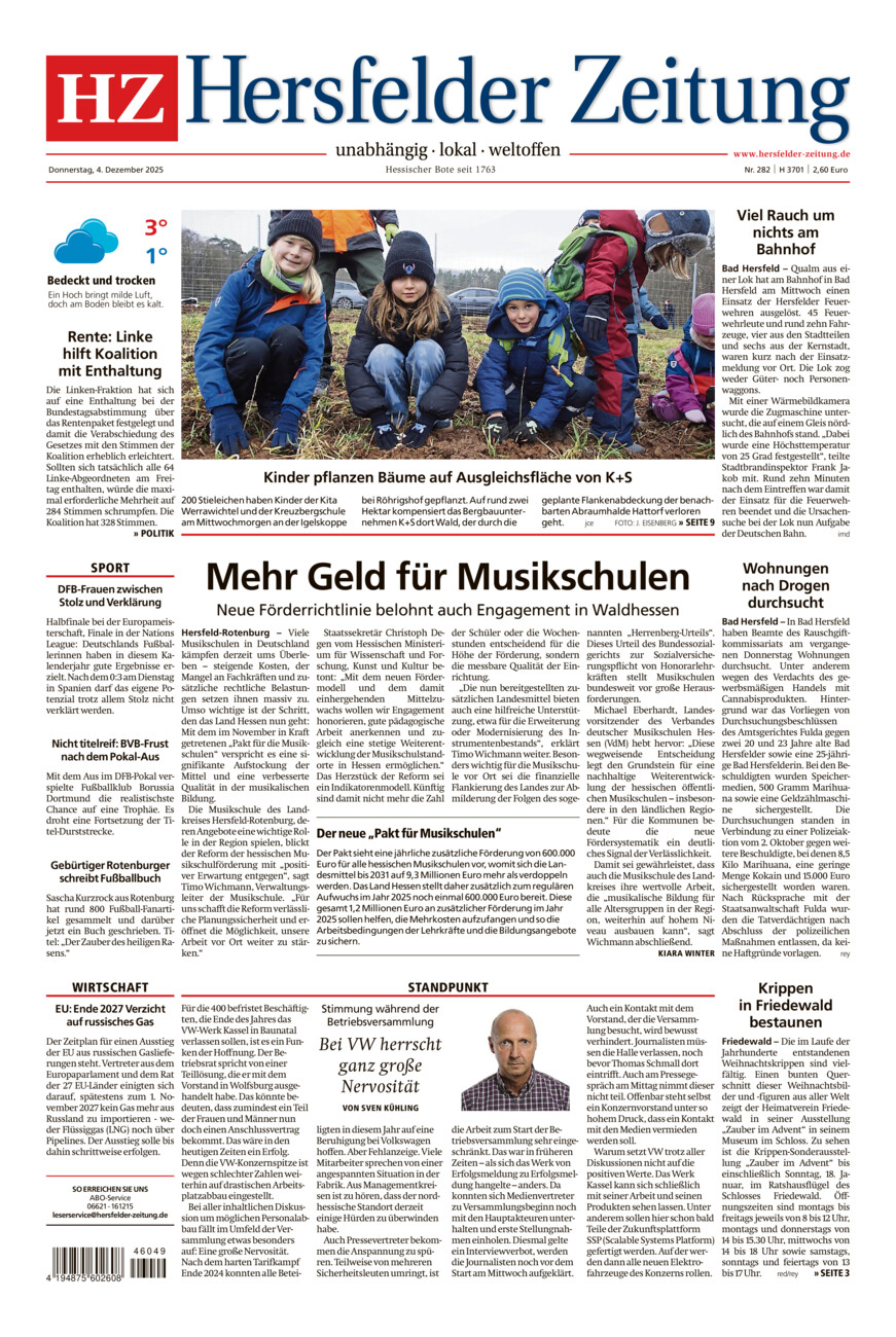 Hersfelder Zeitung vom Donnerstag, 04.12.2025