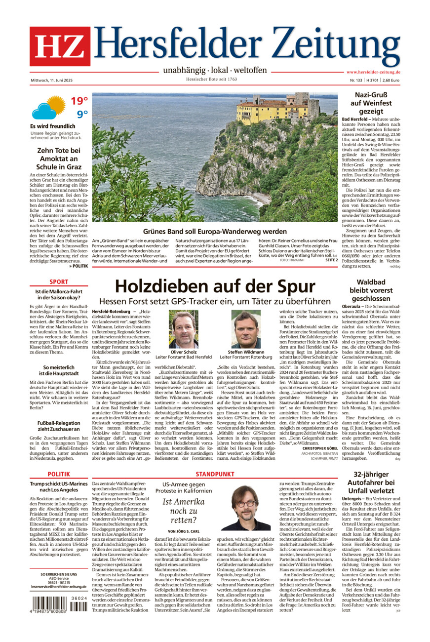 Hersfelder Zeitung vom Mittwoch, 11.06.2025