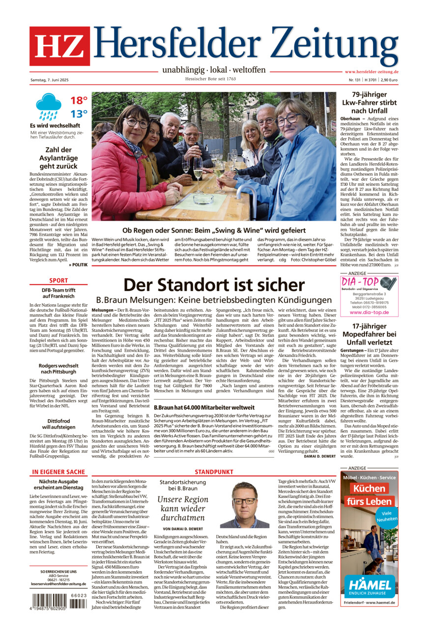 Hersfelder Zeitung vom Samstag, 07.06.2025